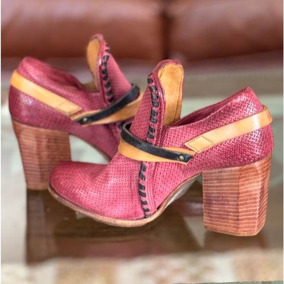 A.S.98 New Airstep Red Boho Genuine Leather Heels Made in Italy Size 37 - Picture 3 of 7